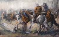 Naeem Rind, 32 x 48 Inch, Acrylic on Canvas, Buzkashi Painting, AC-NAR-030